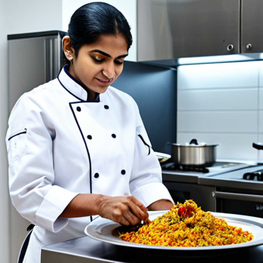한식조리사로서 성공한 셰프 사례 - A professional female chef in a modern kitchen, fully clothed in chef's attire, preparing a traditio...