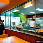 중식조리사 창업을 위한 체크리스트 - A vibrant Chinese restaurant interior located in a busy urban market area near offices and colleges,...