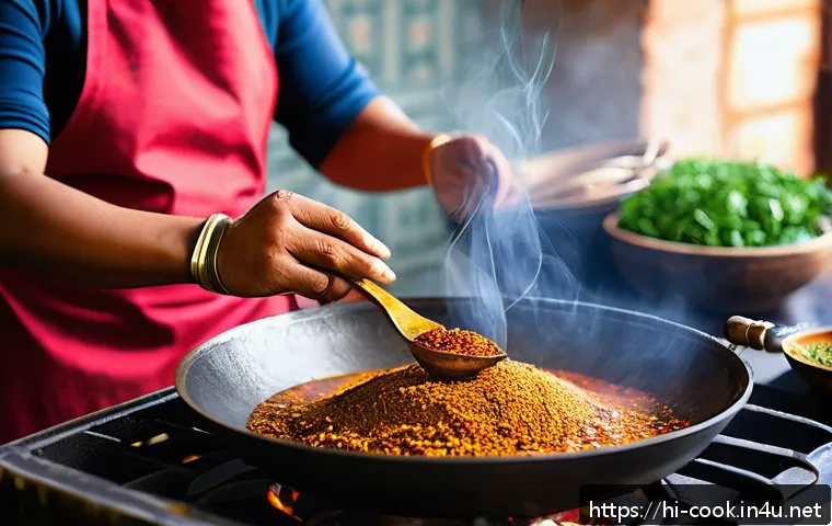 양식조리사 이론 필수 암기 사항 - A vibrant kitchen scene showcasing a skilled Indian cook carefully managing cooking temperatures and...