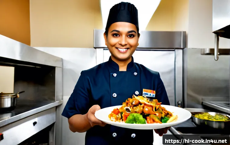 중식조리사로서의 만족도 조사 - Photorealistic Indian Chinese cuisine chef in a clean professional restaurant kitchen, smiling with ...